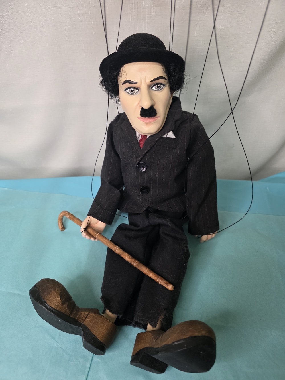 Black Marionette Puppet with Cane for Kids - Classic Performer Doll